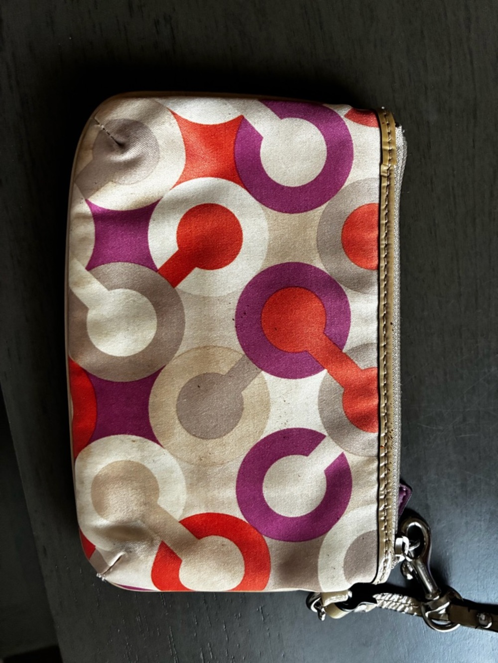 Coach Y2K Satin Wristlet | Multicolor Signature Print | Mini Pouch - Picture 2 of 3